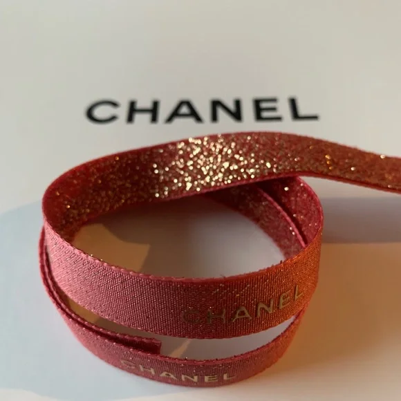 100% Genuine Chanel Ribbon dark Pink & gold 2 Yards 6 feet 72 inches - Picture 6 of 9